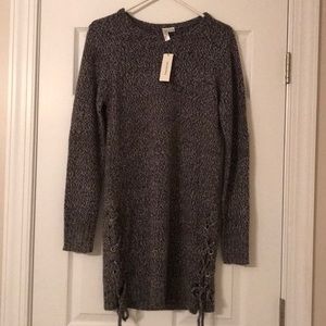 NWT Francesca’s Sweater Dress with Ties on Sides